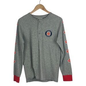 Arborist unisex Canada Grey Embroidered Waffle Knit Long Sleeve Henley US M